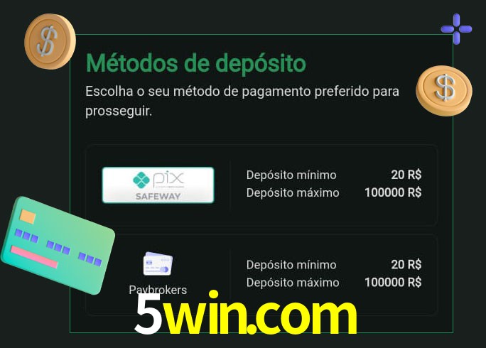 O cassino 5win.com oferece uma grande variedade de métodos de pagamento